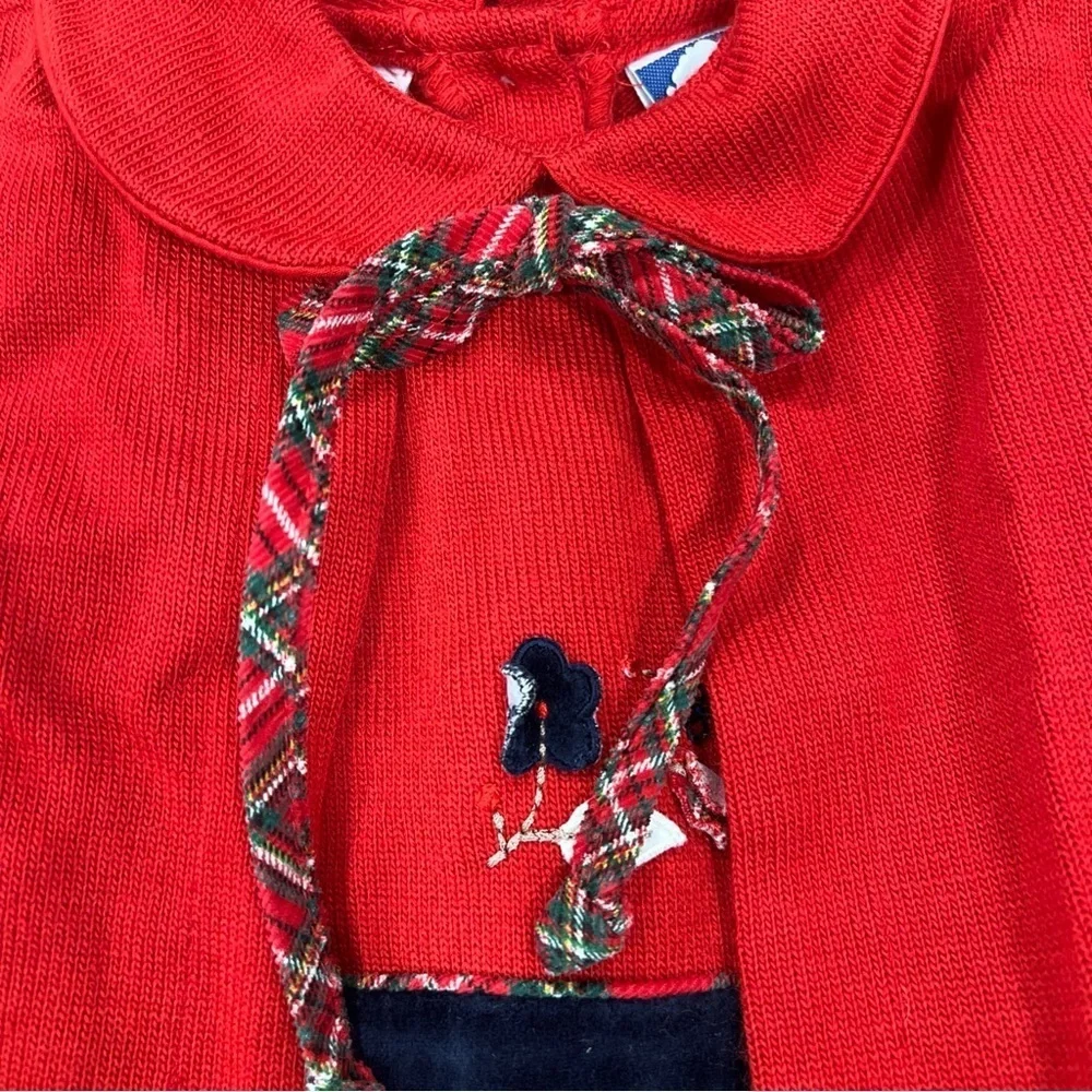 Carriage Boutique Blue Velvet Red Knit Dress And Sweater Set Girls 2-3T Plaid